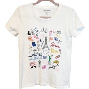 J Crew Collector Paris New York Landmark Graphic Cotton Tee Size Small